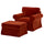EKTORP armchair and footstool, Alhamn deep orange-red