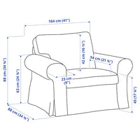 EKTORP - Armchair and footstool, Hakebo dark grey