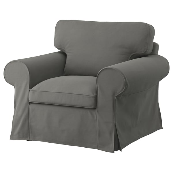 EKTORP armchair and footstool, Hakebo dark grey