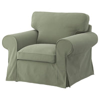 EKTORP - Armchair and footstool, Hakebo grey-green