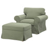 EKTORP armchair and footstool, Hakebo grey-green