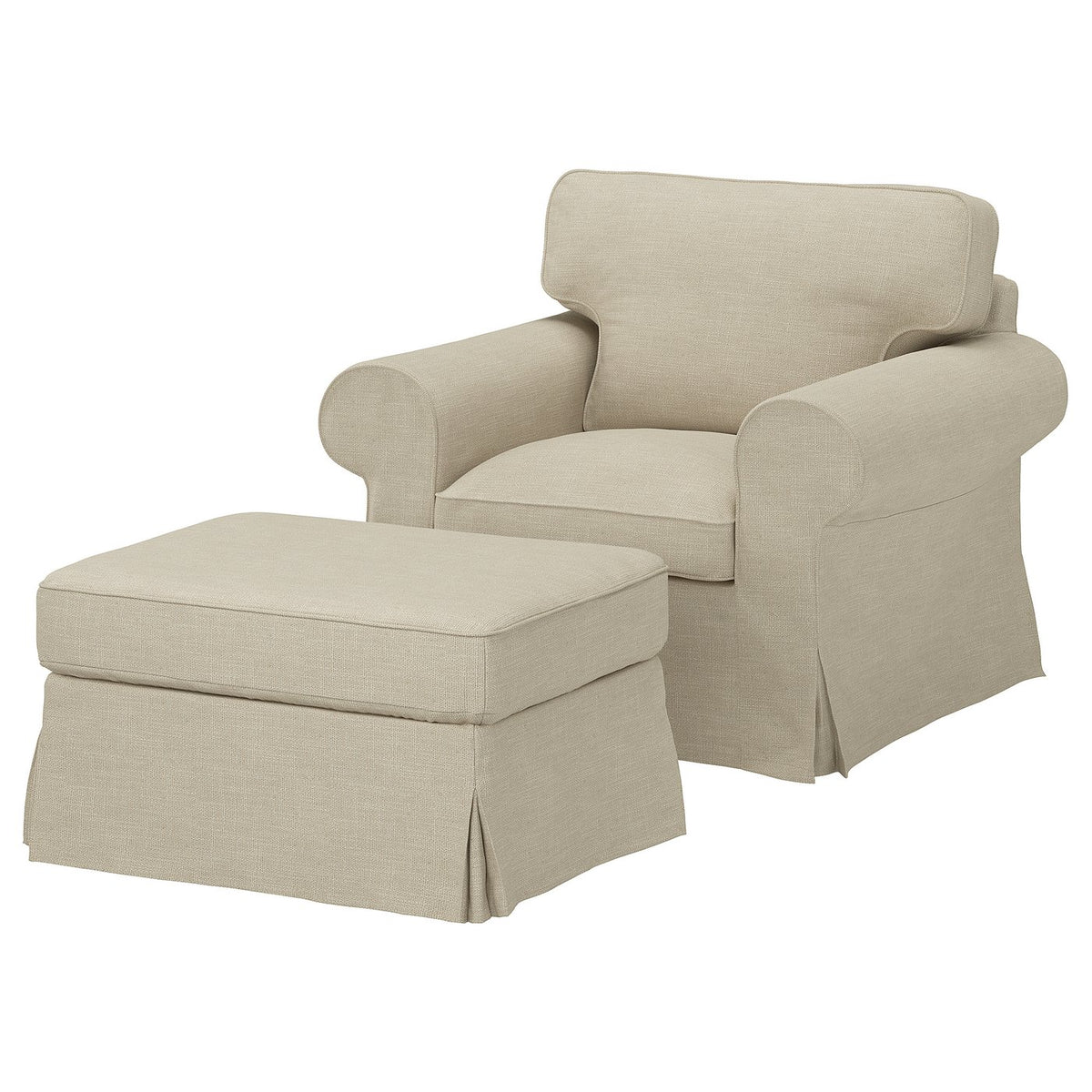 EKTORP armchair and footstool, Hemmesta light beige