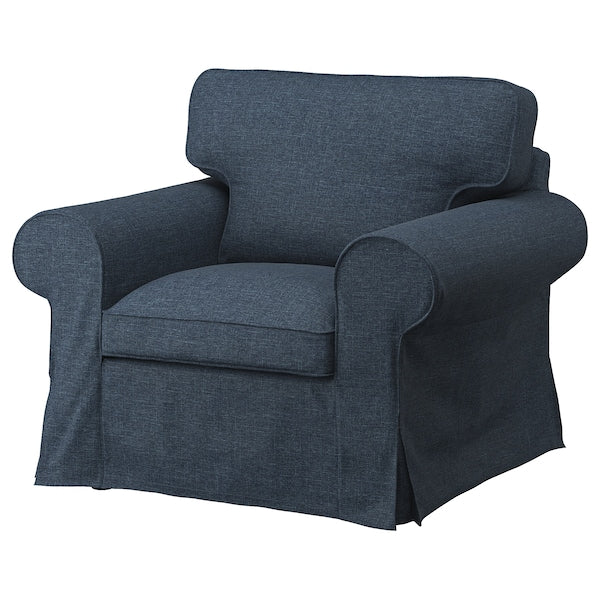 EKTORP - Armchair and footstool, Kilanda dark blue