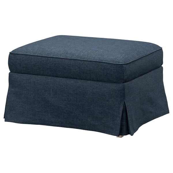 EKTORP - Armchair and footstool, Kilanda dark blue