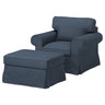EKTORP armchair and footstool, Kilanda dark blue