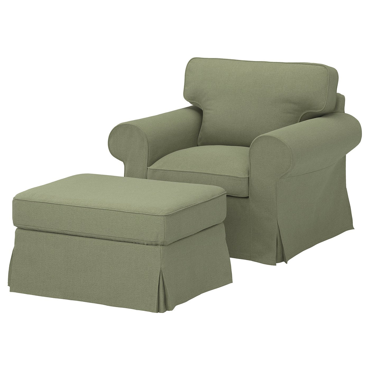 EKTORP armchair and footstool, Naggen grey-green