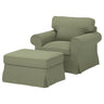 EKTORP armchair and footstool, Naggen grey-green