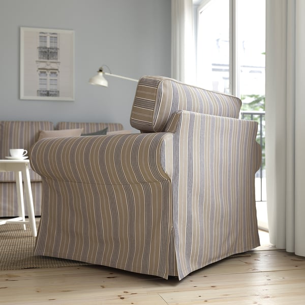 EKTORP - Armchair, Karlshov beige/multicolour