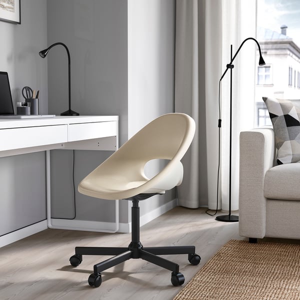 ELDBERGET / MALSKÄR swivel chair, beige/black, 43x90x67 cm
