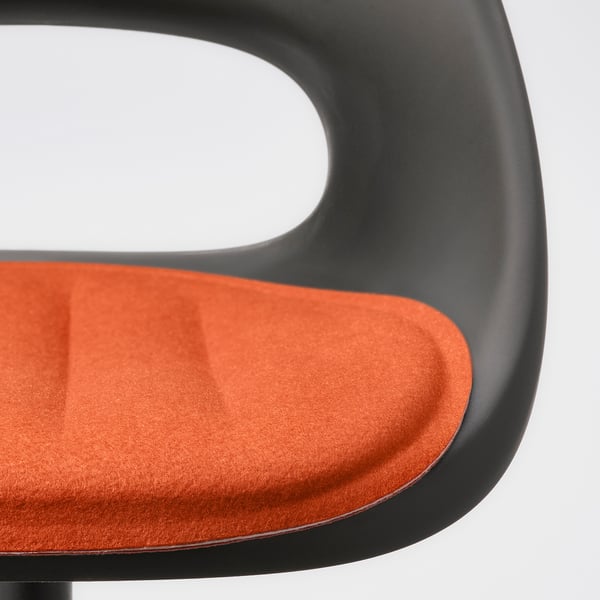 ELDBERGET / MALSKÄR - Swivel chair and cushion, dark grey/orange