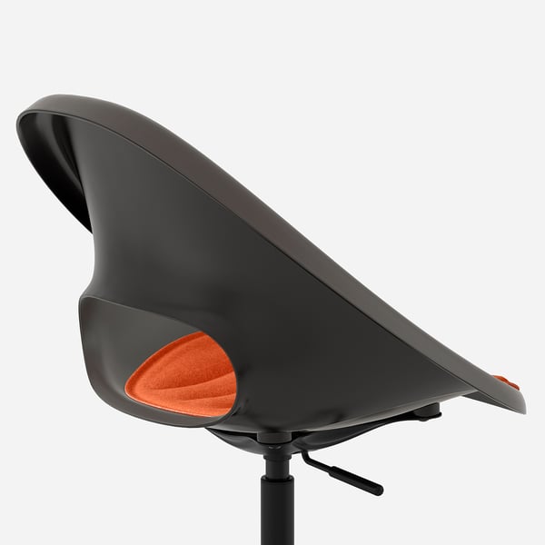 ELDBERGET / MALSKÄR - Swivel chair and cushion, dark grey/orange