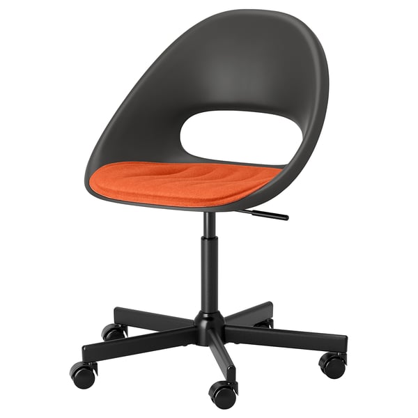 ELDBERGET / MALSKÄR - Swivel chair and cushion, dark grey/orange