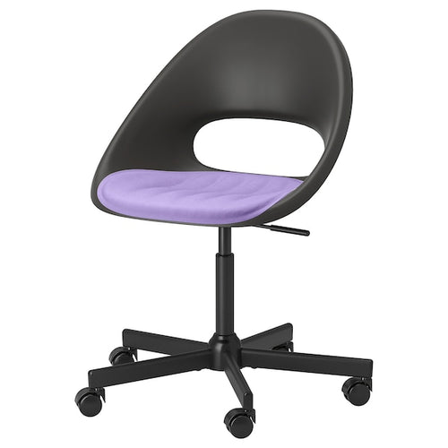 ELDBERGET / MALSKÄR - Swivel chair and cushion, dark grey black/lilac