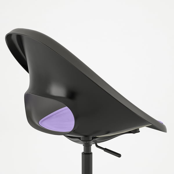 ELDBERGET / MALSKÄR swivel chair + pad, dark grey black/lilac