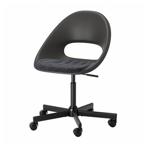 ELDBERGET / MALSKÄR swivel chair + pad, dark grey/black, 67x90x67 cm