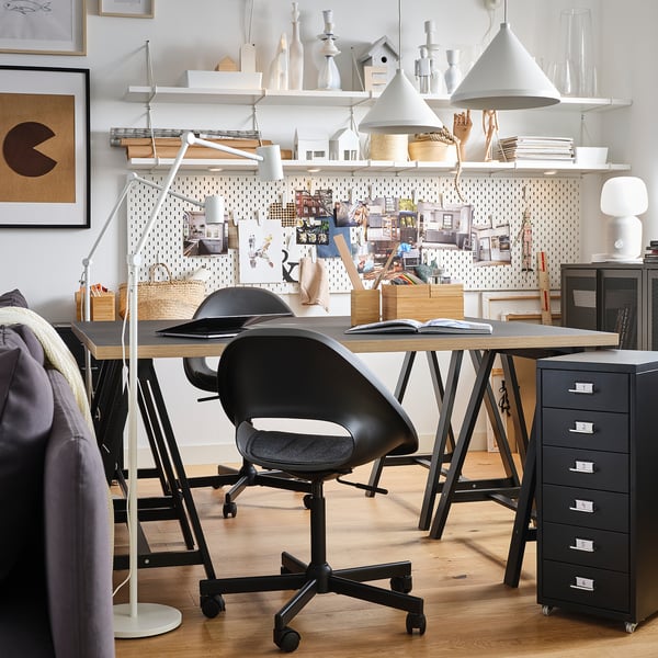 ELDBERGET / MALSKÄR swivel chair + pad, dark grey/black, 67x90x67 cm