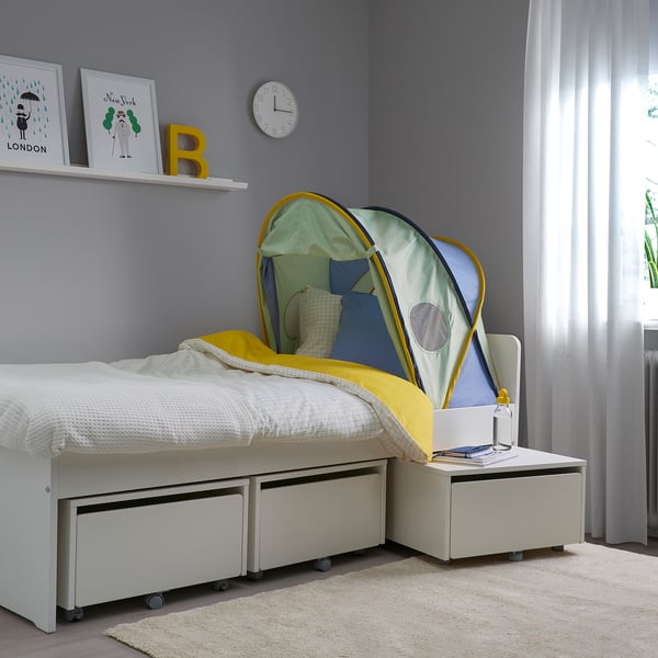 ELDFLUGA bed tent, blue/green, 70/80/90