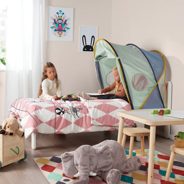 ELDFLUGA - ELDFLUGA Bed tent, blue/green, 70/80/90