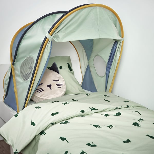 ELDFLUGA - ELDFLUGA Bed tent, blue/green, 70/80/90