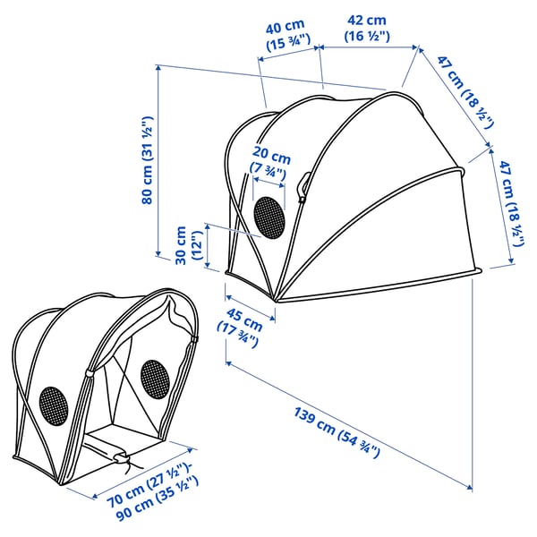 ELDFLUGA - ELDFLUGA Bed tent, blue/green, 70/80/90