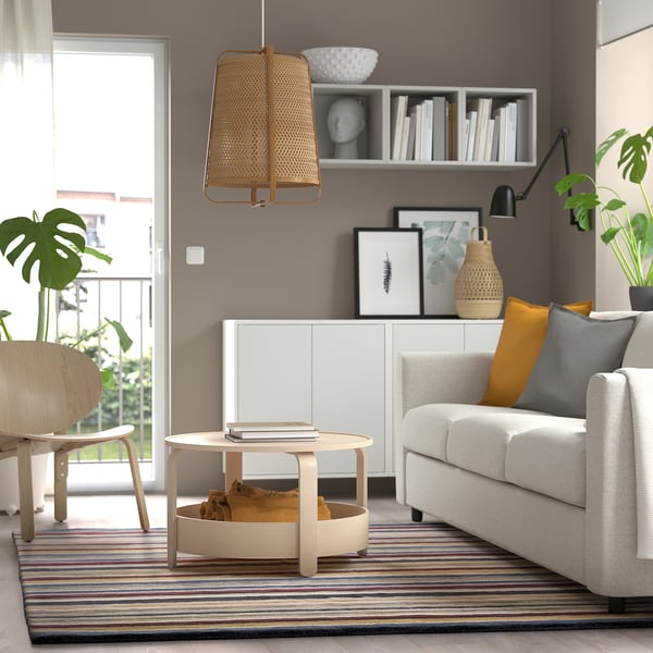 ELLJUSSPÅR rug, low pile, multicolour/striped handmade, 170x240 cm