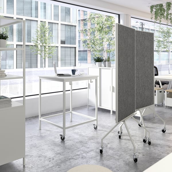 ELLOVEN - Whiteboard/noticeboard with castors, white, 70x180 cm