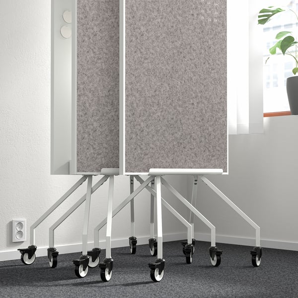 ELLOVEN whiteboard/noticeboard with castors, white, 70x180 cm