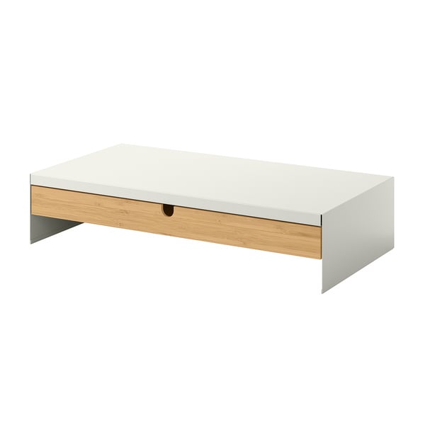 ELLOVEN monitor stand with drawer, white, 45x10x24 cm