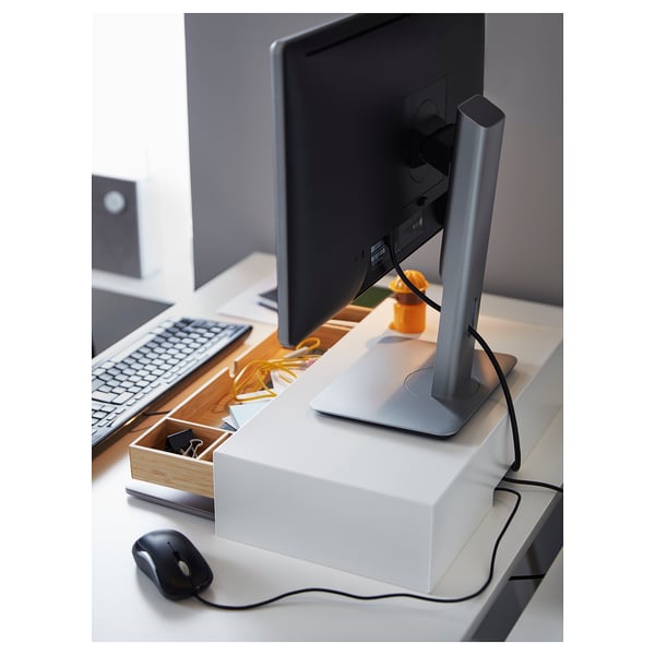 ELLOVEN monitor stand with drawer, white, 47x10x26 cm