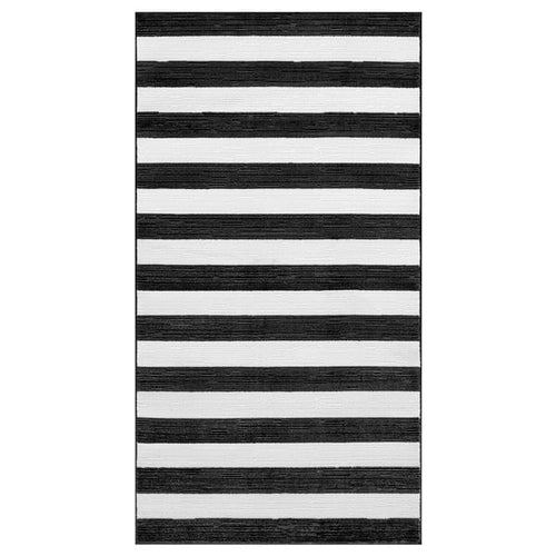 ELSYSTEM rug, low pile, black/white/stripe, 80x150 cm