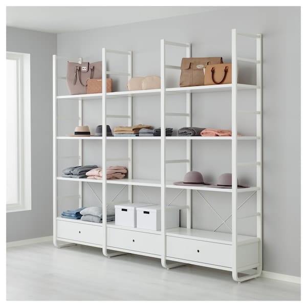 Ikea ELVARLI - Open storage combination, white , 245x40x216 cm