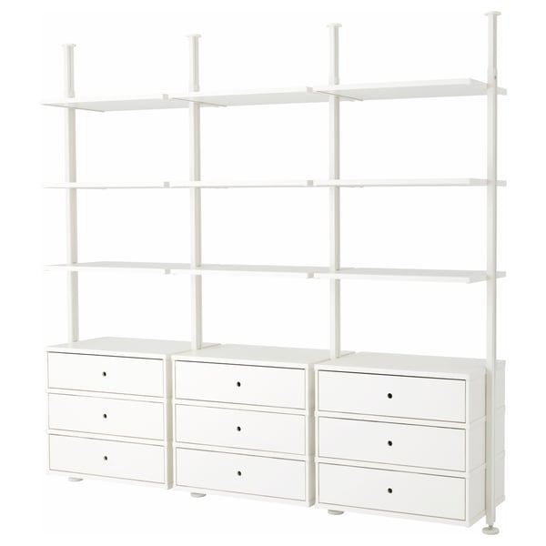 ELVARLI - ELVARLI Open storage combination, white, 258x51x222-350 cm