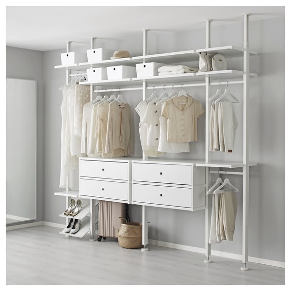ELVARLI - ELVARLI Wardrobe combination, white, 262x51x222-350 cm