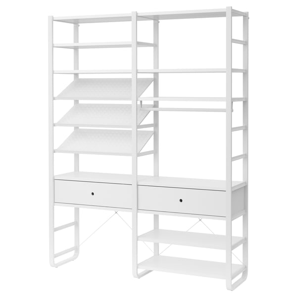 ELVARLI wardrobe combination, white, 165x40x216 cm