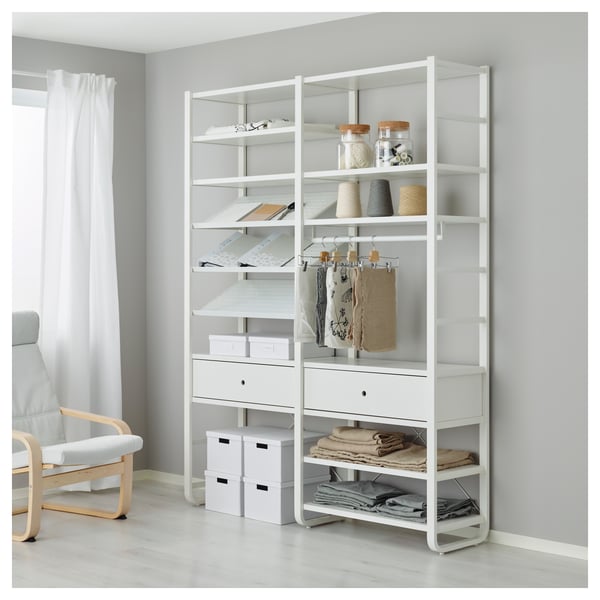 ELVARLI wardrobe combination, white, 165x40x216 cm