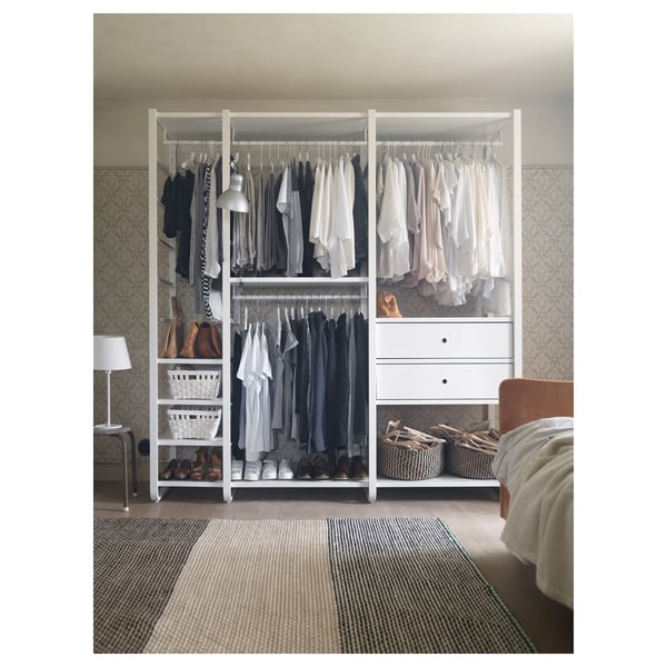 ELVARLI wardrobe combination, white, 205x55x216 cm