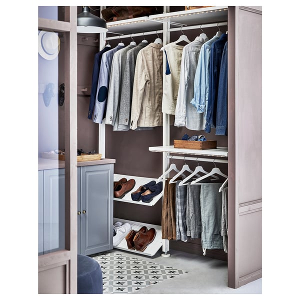 ELVARLI wardrobe combination, white, 175x51x222-350 cm