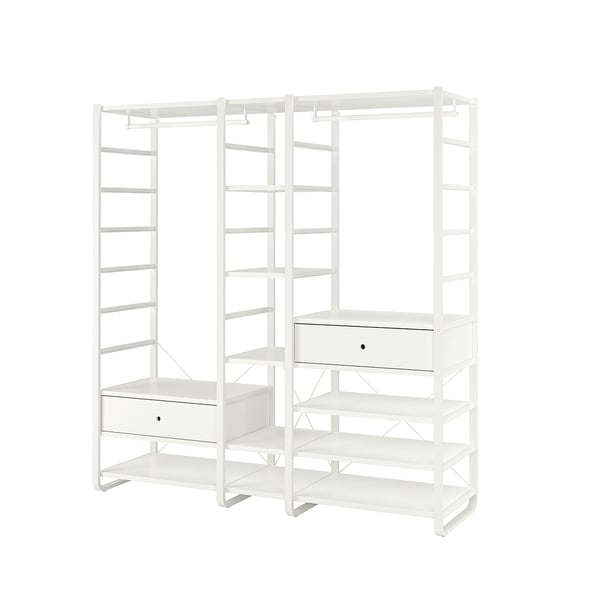 ELVARLI wardrobe combination, white, 205x55x216 cm