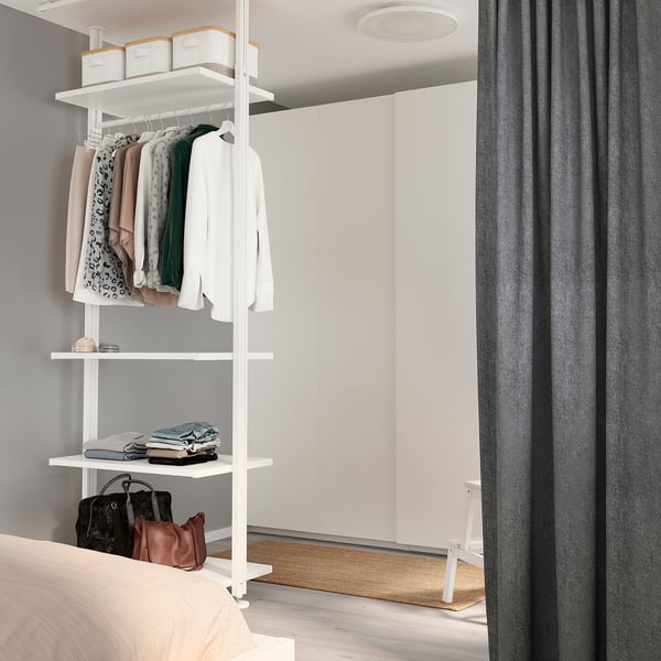 ELVARLI wardrobe combination, white, 92x51x222-350 cm
