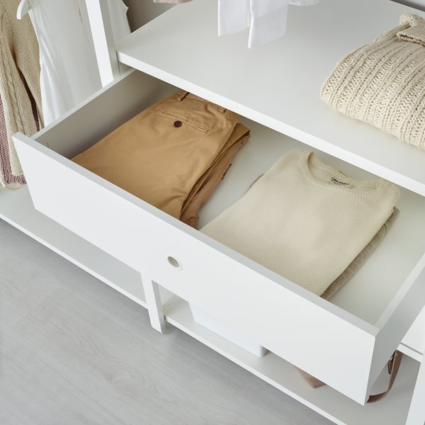 ELVARLI wardrobe combination, white, 175x51x222-350 cm