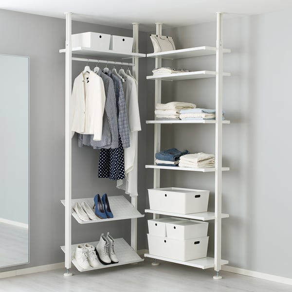 ELVARLI wardrobe combination, white, 92/92x222-350 cm