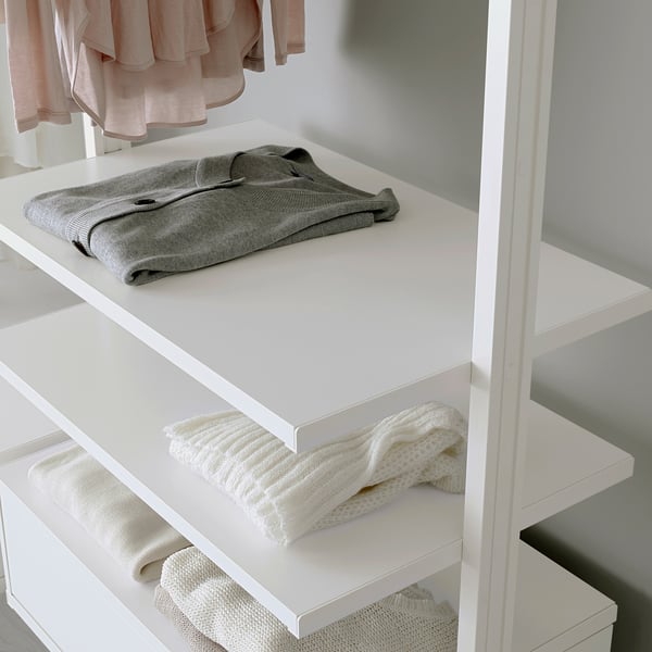 ELVARLI wardrobe combination, white, 303x51x222-350 cm