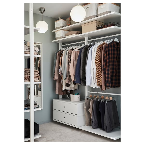 ELVARLI wardrobe combination, white, 175x51x222-350 cm