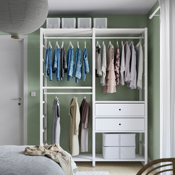 ELVARLI - Wardrobe combination, white, 165x55x216 cm