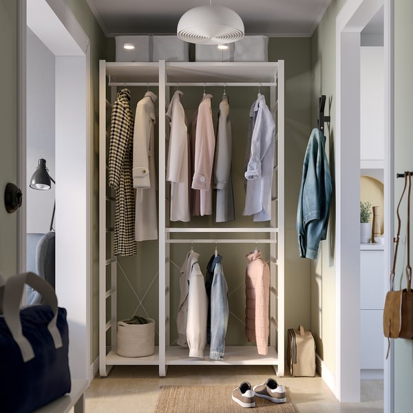 ELVARLI wardrobe combination, white, 125x55x216 cm