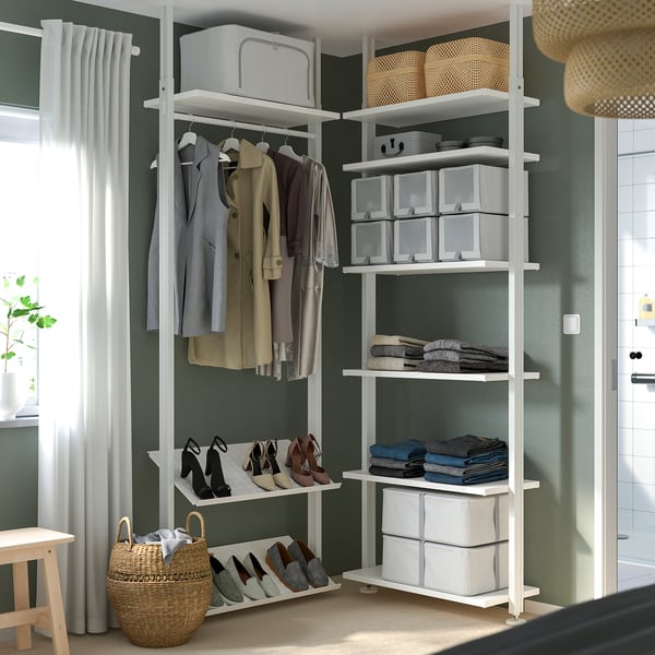 ELVARLI wardrobe combination, white, 92/92x222-350 cm