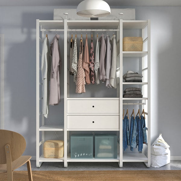 ELVARLI - Wardrobe combination, white, 165x55x216 cm