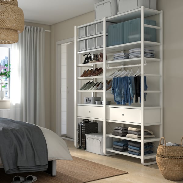 ELVARLI wardrobe combination, white, 165x40x216 cm