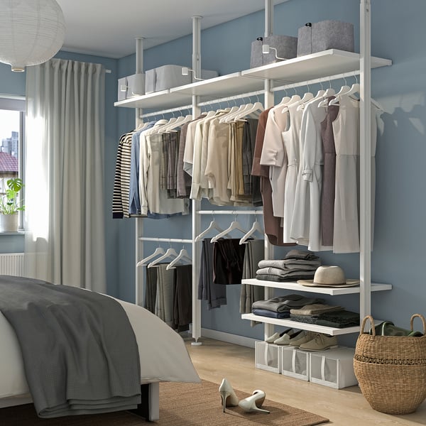 ELVARLI - ELVARLI Wardrobe combination, white, 258x51x222-350 cm