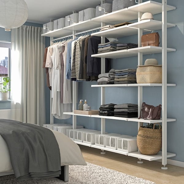Ikea ELVARLI - Wardrobe combination, white, 303x51x222-350 cm